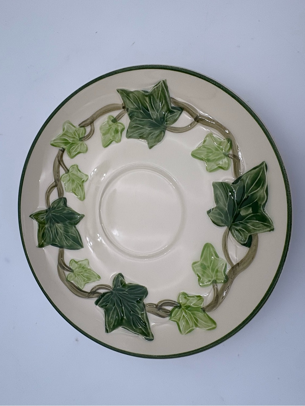 Franciscan Green Ivy Ceramic Saucer with Cream Base